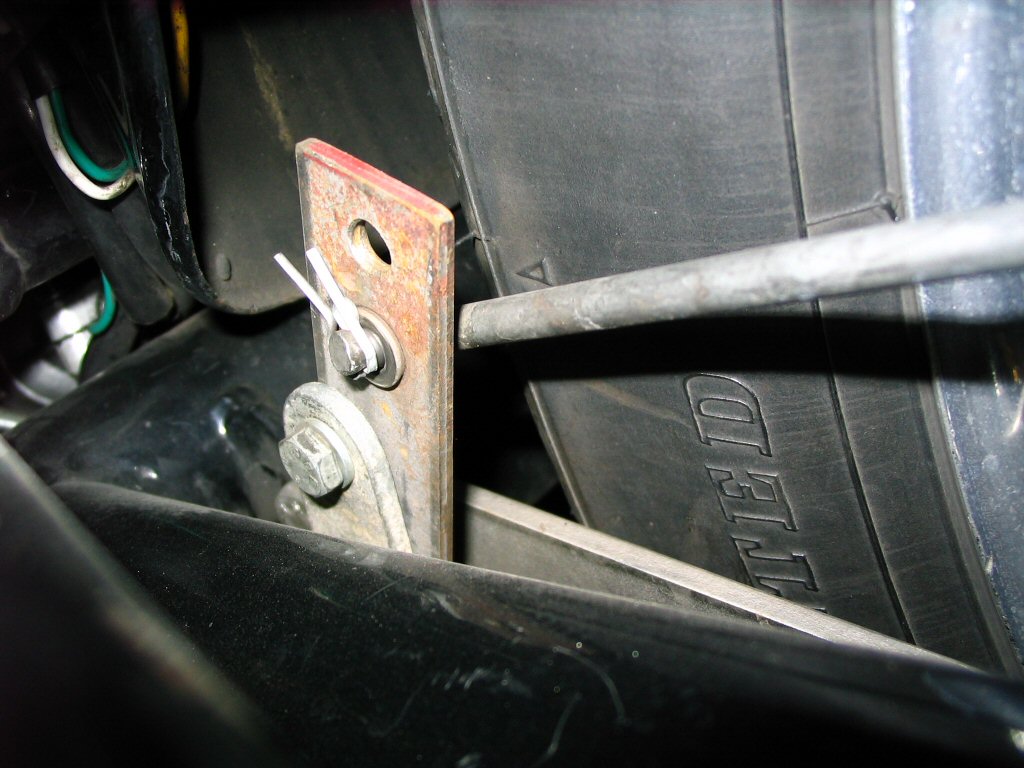 Brake actuation rod for the Moto Guzzi V700, V7 Special, Ambassador, 850 GT, 850 GT California, Eldorado, and 850 California Police motorcycles.90&deg; bend at the forward end of the rod (I'm in the middle of experimenting to get more feel with my Moto Guzzi 850 T brake drum).