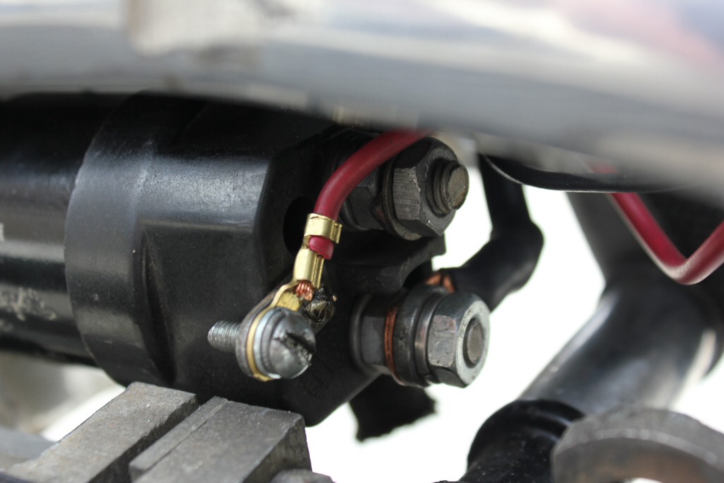 Connections to a Magneti Marelli starter solenoid.
