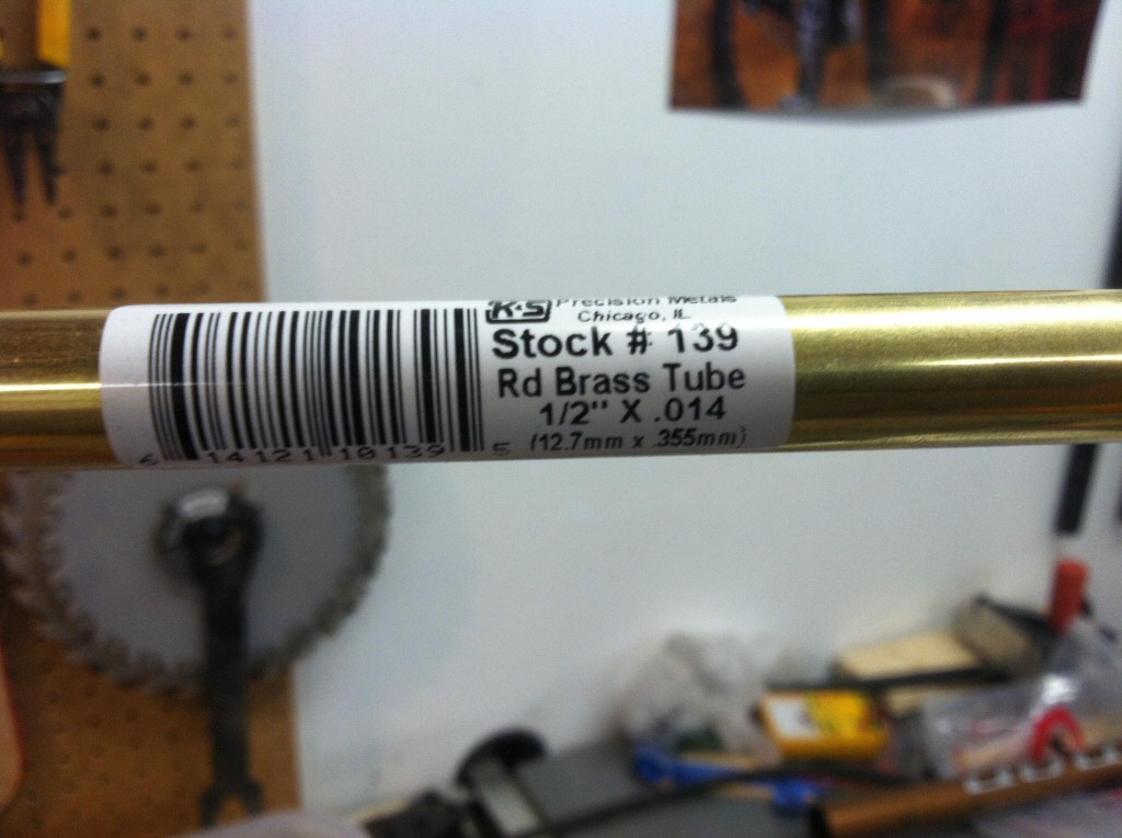 The 1&frasl;2 inch OD tube sold by K&S Precision Metals.